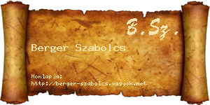 Berger Szabolcs névjegykártya